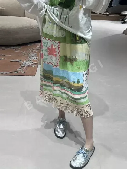 여성 페이즐리 미디 스커트 50254