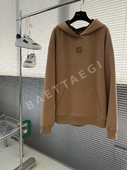 펜디 FF 자수 다크 그레이 남성 후드스웨트셔츠 61090