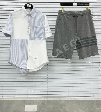 톰브라운 스트라이프 코튼 반팔셔츠 159533