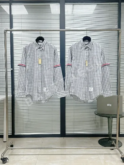 톰브라운 체크 포플린 긴팔 셔츠 46688
