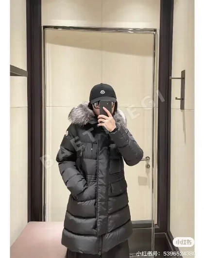 몽클레르 페이크 퍼 카라 중기장 여성 패딩 재킷 202703