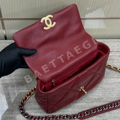 샤넬 버건디 레드 금장 가방 32938