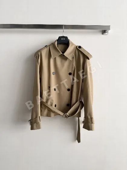 디올 더블 브레스트 코튼 숏 트렌치 자켓 54300