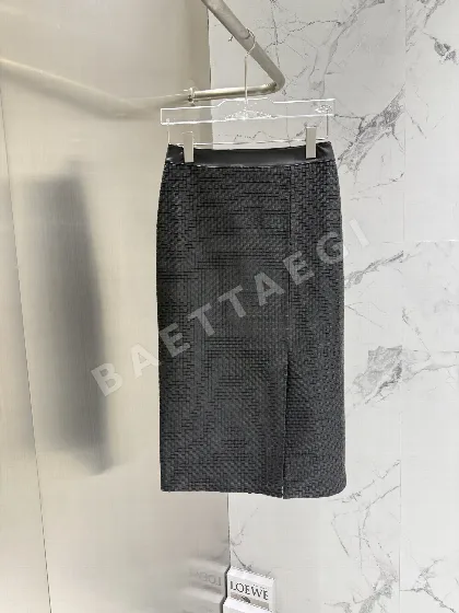 보테가베네타 가죽 스커트 206433