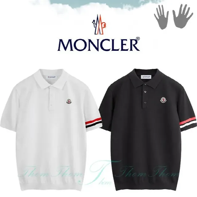 몽*레* 소매 메쉬 카라 반팔 니트