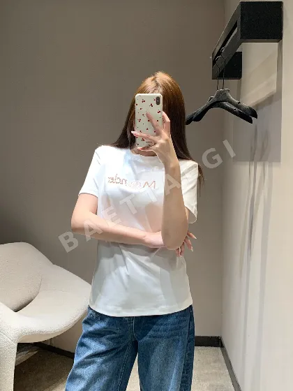 몽클레르 비즈 장식 레터링 여성 반팔 티셔츠 52276