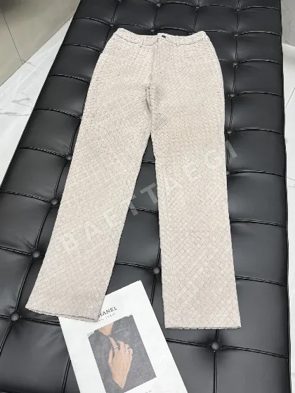 보테가베네타 와이드 레그 가죽 바지 206419