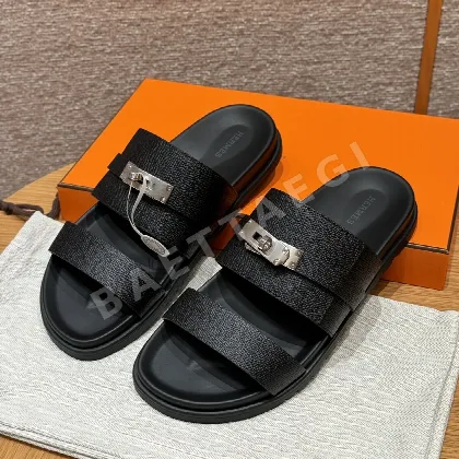 에르메스 잭슨 샌들 블랙 카프스킨 실버 하드웨어 165742