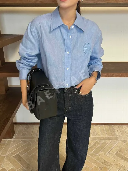 디올 자수 링 배지 린넨 셔츠 163819