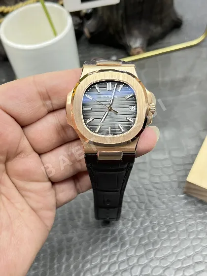 파텍필립 노틸러스 5711 자동 레더스트랩 그레이 다이얼 로즈골드 3K 공장 레플리카 43986 Patek Philippe