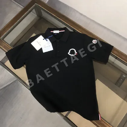 몽클레르 남성 머서라이즈드 피케 코튼 반팔 폴로셔츠 48882