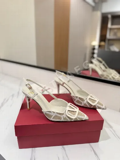 발렌티노 V 로고 울 레이스업 하이힐 신발 24655