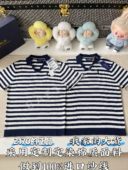 폴로 스트라이프 자수 코튼 반팔 티셔츠 113251