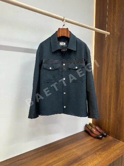 에르메스 울 시프스킨 패치워크 남성 자켓 186346