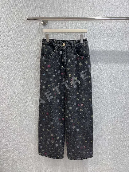 샤넬 메티에다르 그래피티 와이드 레그 데님 바지 199880