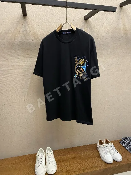 루이비통 자수 코튼 반팔 티셔츠 남녀공용 1379