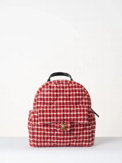 샤넬 레드 체크 패턴 퀼팅 체인 가방 193594