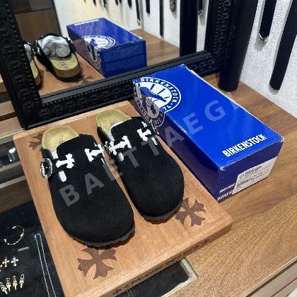 크롬하츠 샌들 블랙 가죽 크로스 스타일 162463