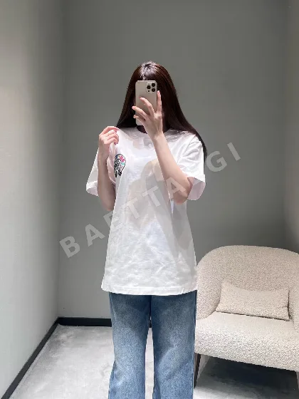 크롬하츠 여성 자수 프린트 오버핏 반팔 티셔츠 45725