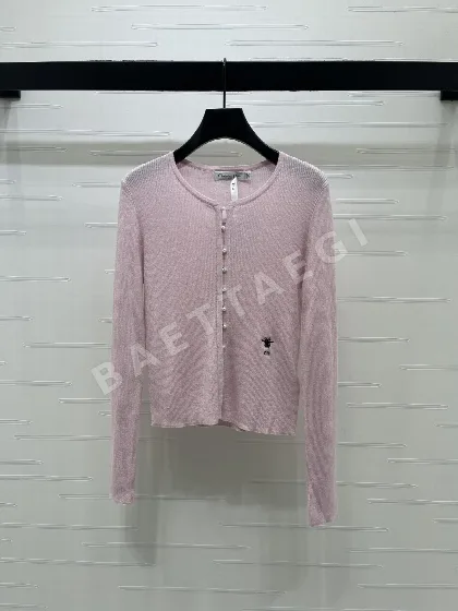 디올 아이스 실크 골지 진주단추 여성 가디건 91954