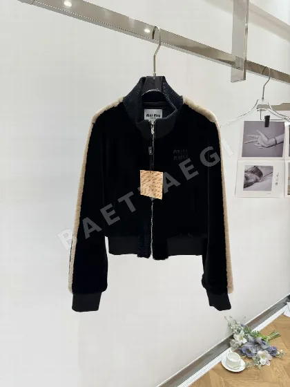 미우미우 양모 가죽 일체형 여성 자켓 206461