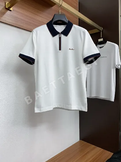 로로피아나 남성 면 피케 메시 카라 반팔 티셔츠 48055