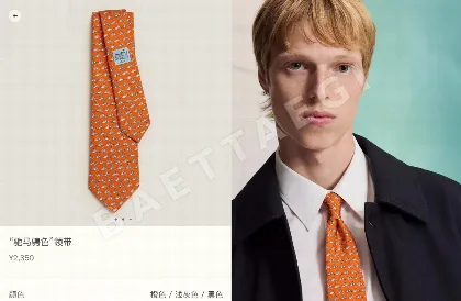 에르메스 말 프린트 실크 넥타이 159224